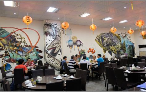 新邵海鲜餐厅墙体彩绘